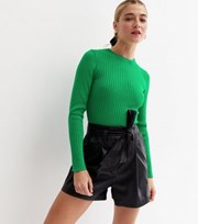 New Look Green Ribbed Knit Crew Neck Crop Jumper